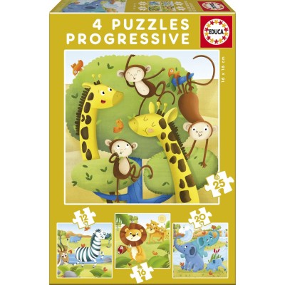 PUZZLE EDUCA 12-16-20-25 PECAS PROGRESSIVO ANIMAIS SELVAGENS