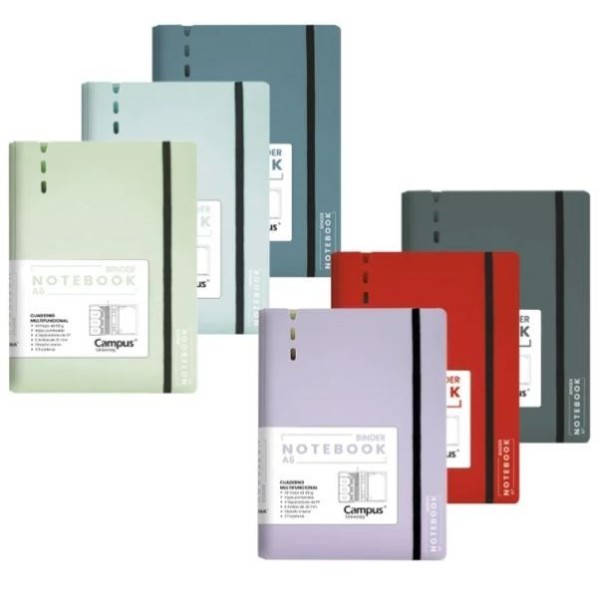 CADERNO MULTIFUNCIONAL A7 C/ ARGOLAS CAPA PP C/ RECARGA PAPEL - CORES SORTIDAS