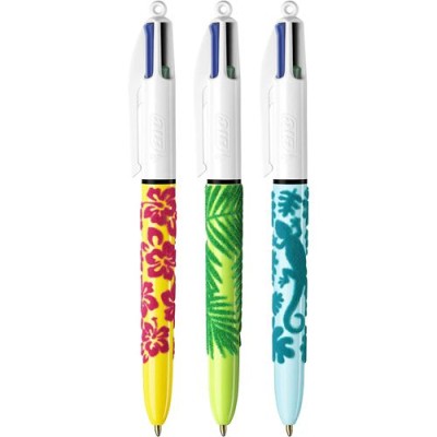ESFEROGRAFICA BIC RETRATIL 4 CORES  AZUL + PRETO + VERDE + VERMELHO - (VELOURS) VELUDO - SORTIDAS