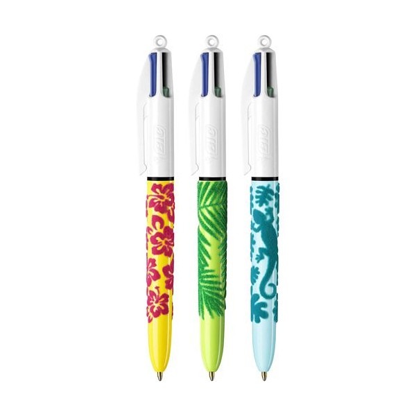 ESFEROGRAFICA BIC RETRATIL 4 CORES  AZUL + PRETO + VERDE + VERMELHO - (VELOURS) VELUDO - SORTIDAS