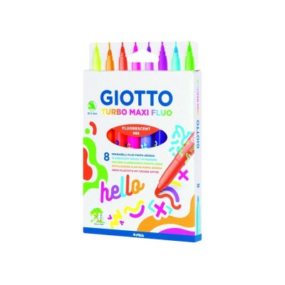 BLISTER C/ 8 x MARCADORES COLORIDOS GIOTTO TURBO MAXI FLUORESCENTES