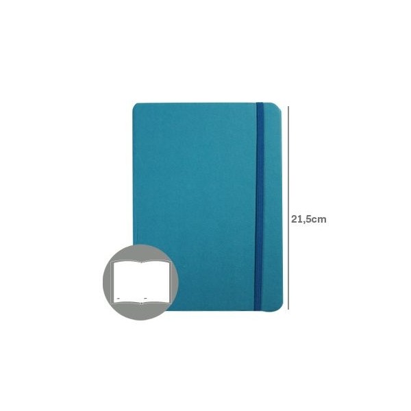 BLOCO NOTAS LISO 215x145mm  116FLS CAPA SEMI PELE AZUL TURQUESA C/ELASTICO