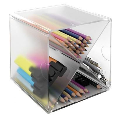 CAIXA / CUBO ACRILICO ORGANIZADORA 155x155mm C/ 4 DIVISORIAS 