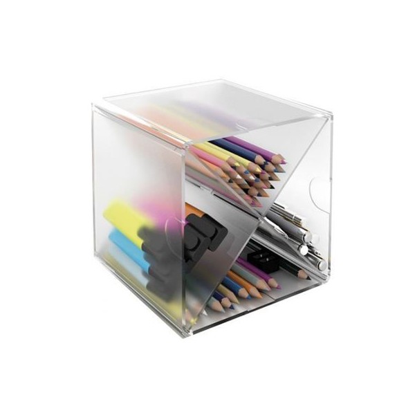 CAIXA / CUBO ACRILICO ORGANIZADORA 155x155mm C/ 4 DIVISORIAS 