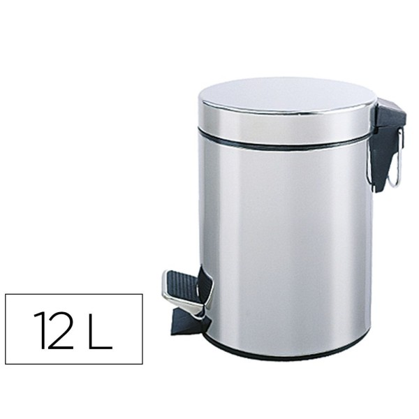 BALDE LIXO REDONDO C/TAMPA E PEDAL 12LT  INOX/CROMADO