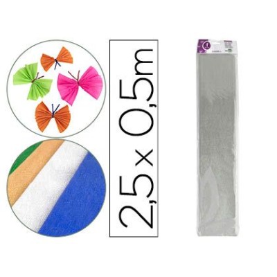PAPEL CREPE 0,50x2,5MT PRATA METALIZADO