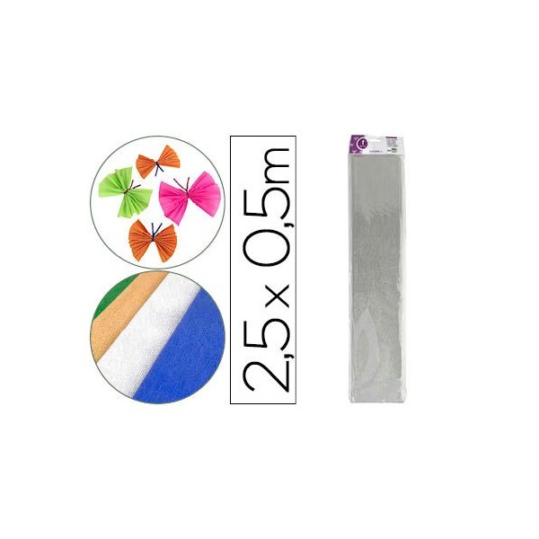PAPEL CREPE 0,50x2,5MT PRATA METALIZADO