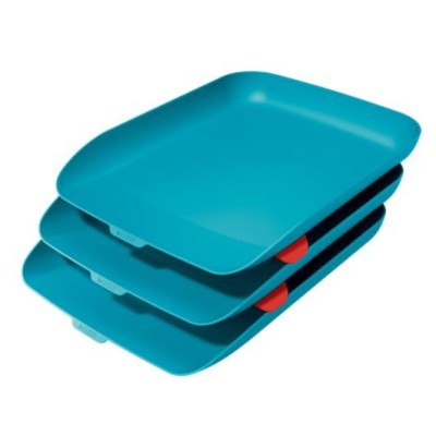 TABULEIRO DE  SECRETARIA LEITZ COSY  CONJUNTO DE  3 TABULEIROS AZUL CALMO
