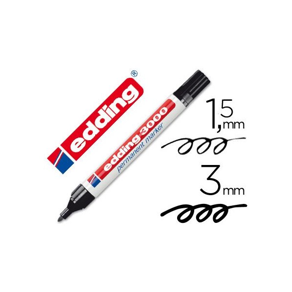 MARCADOR PERMANENTE EDDING 3000 PT-CN 1,5-3MM PRETO