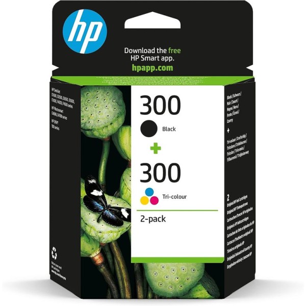 KIT 2x TINTEIROS HP 300 PRETO + 300 TRICOLOR ORIGINAL