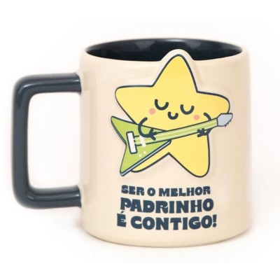 CANECA 3D MR WONDERFUL 400ML ESTRELA - SER O MELHOR PADRINHO É CONTIGO!