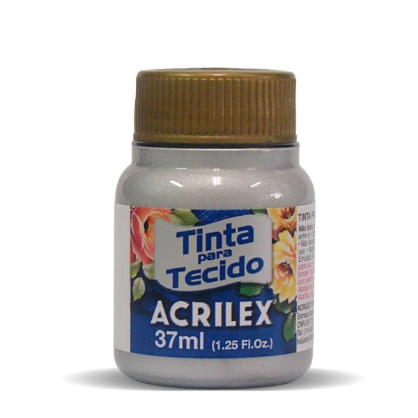 FRASCO TINTA TECIDO ACRILEX 37ML PRATA 533