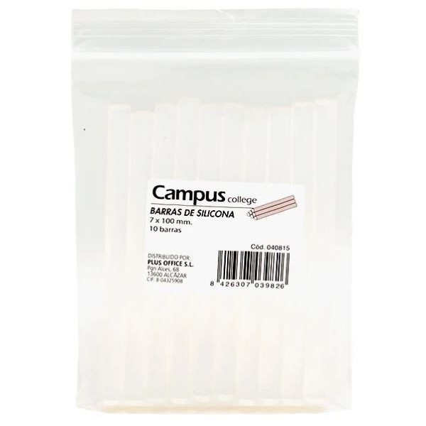 BLISTER C/ 10 RECARGAS EM BARRAS  "CAMPUS"  7/8mm X 10cm  P/ PISTOLA COLA QUENTE
