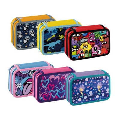 ESTOJO ESCOLAR FAVORIT G3 FANTASY TRIPLO C/ 37 PECAS SORTIDO