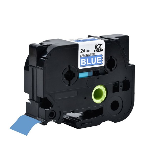 FITA P/ GRAVAÇAO COMPATIVEL C/ BROTHER P-TOUCH TZE555 24MM x 8MT TEXTO BRANCO / FITA  AZUL
