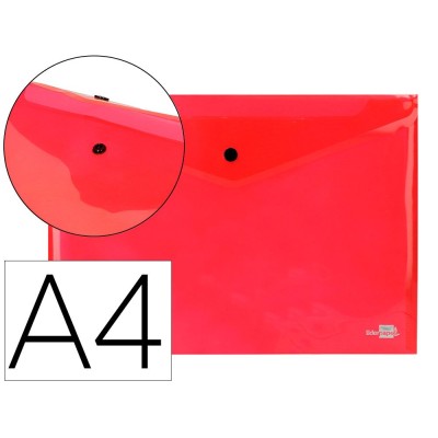 BOLSA ENVELOPE A4 PLASTICO C/FECHO MOLA/VELCRO VERMELHO