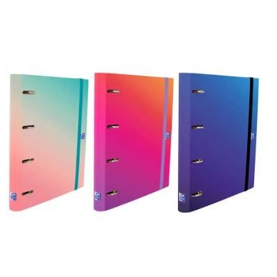 PASTA ARQUIVO OXFORD GRADIENT L/E 40MM 4 ARGOLAS C/RECARGA PAPEL - CORES SORTIDAS