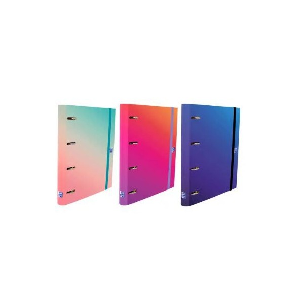 PASTA ARQUIVO OXFORD GRADIENT L/E 40MM 4 ARGOLAS C/RECARGA PAPEL - CORES SORTIDAS