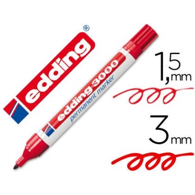 MARCADOR PERMANENTE EDDING 3000 PT-CN 1,5-3MM VERMELHO