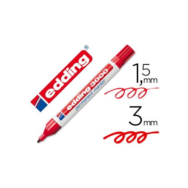 MARCADOR PERMANENTE EDDING 3000 PT-CN 1,5-3MM VERMELHO