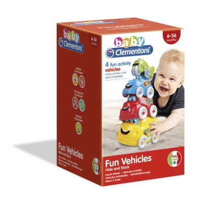 JOGO CLEMENTONI BABY VEICULOS DIVERTIDOS EMPILHAVEIS