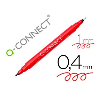 MARCADOR ACETATO PERMANENTE DUPLO QC  0.4MM e 1.0MM VERMELHO