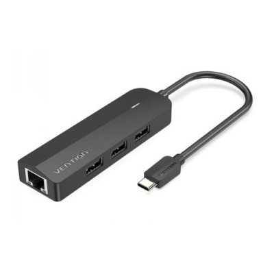HUB USB-C  15CM VENTION TGOBB C/ 3 PORTAS  USB 2.0 E 1x RJ45 + USB MICRO-B