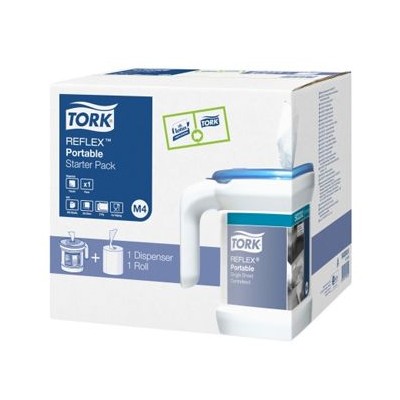 DISPENSADOR / TOALHEIRO PLASTICO REDONDO TORK M4 "PORTATIL" PAPEL MAOS RM ROLO  BRANCO