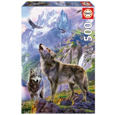 PUZZLE EDUCA 500 PECAS LOBOS NAS PEDRAS