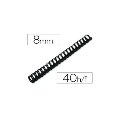 ARGOLAS PVC ENCADERNAR QC 8MM 40FLS PRETO 100unid.