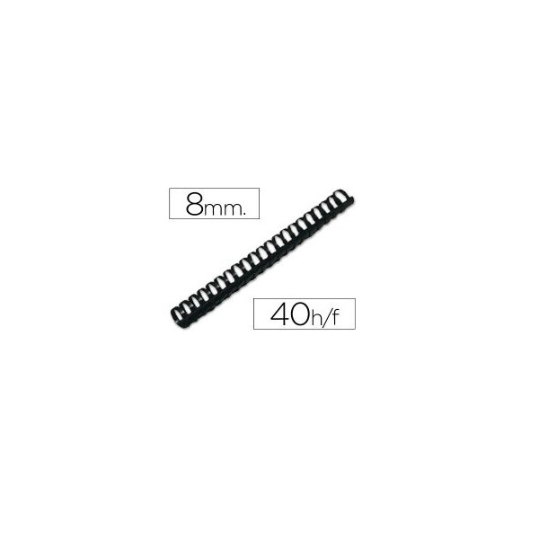 ARGOLAS PVC ENCADERNAR QC 8MM 40FLS PRETO 100unid.