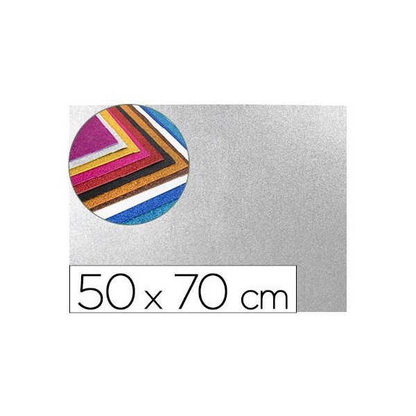 PLACA GOMA EVA 50x70CM PRATA PURPURINA