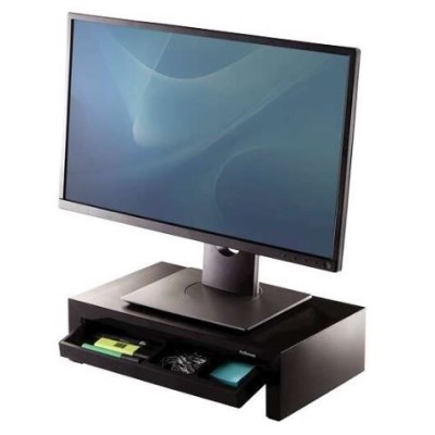 SUPORTE MONITOR FELLOWES DESIGNER SUITES 3x ALTURAS C/ GAVETA PRETO