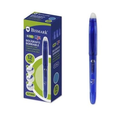 ESFEROGRAFICA BISMARK B-110 FIX  0,7mm AZUL (TINTA APAGAVEL C/ TAMPA)