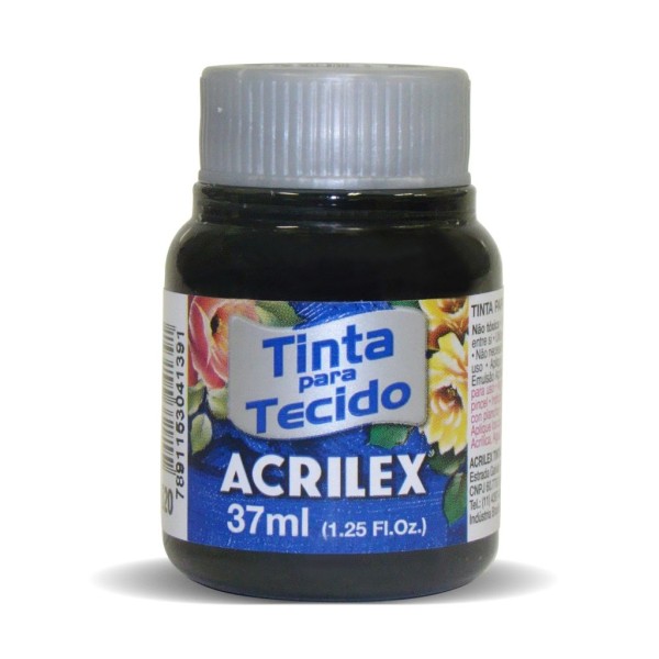FRASCO TINTA TECIDO ACRILEX 37ML PRETO 520