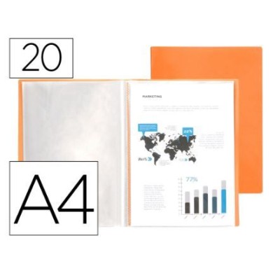 PASTA CATALOGO C/ 20 BOLSAS (MICAS) A4 LARANJA FLUORESCENTE