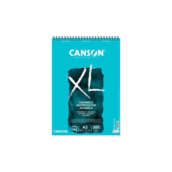 BLOCO ESPIRAL CANSON XL AQUARELLE A3 300gr. 30FLS