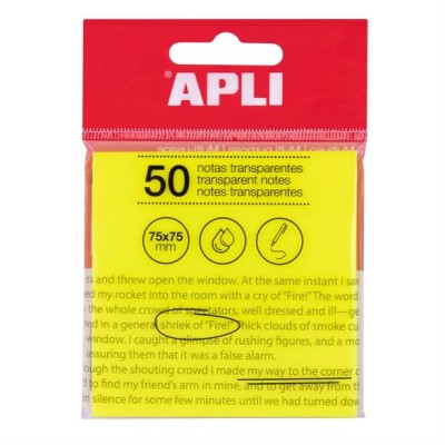 BLOCO NOTAS / POST IT APLI 75x75mm 50FLS TRANSLUCIDO AMARELO