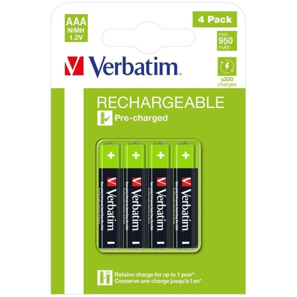 BLISTER C/ 4 x PILHAS RECARREGAVEL VERBATIM  AAA 950mAh 1,2V