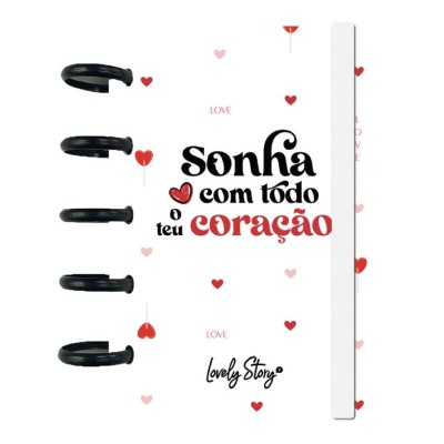 CADERNO INTELIGENTE A6 PAUTADO LOVELY STORY "SONHA COM TODO O TEU CORACAO"