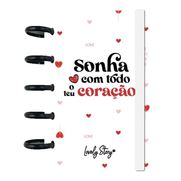 CADERNO INTELIGENTE A6 PAUTADO LOVELY STORY "SONHA COM TODO O TEU CORACAO"