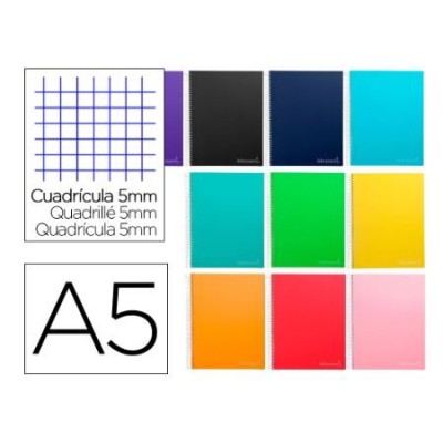 CADERNO ESPIRAL CAPA DURA LP A5 75gr. 140FLS QUADRICULADO CORES SORTIDAS