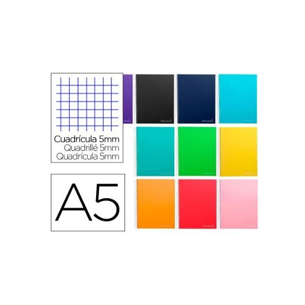 CADERNO ESPIRAL CAPA DURA LP A5 75gr. 140FLS QUADRICULADO CORES SORTIDAS