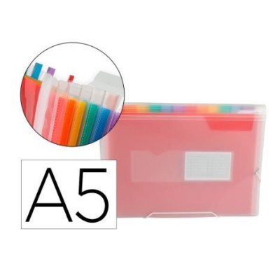 PASTA / CAPA CLASSIFICADORA EM PLASTICO A5 C/ 13 SEPARADORES  C/ ELASTICOS CORES SORTIDAS TRANSLUCIDAS