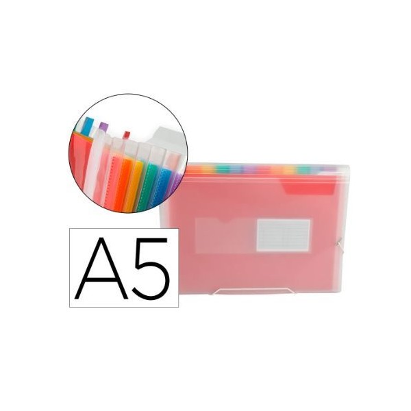 PASTA / CAPA CLASSIFICADORA EM PLASTICO A5 C/ 13 SEPARADORES  C/ ELASTICOS CORES SORTIDAS TRANSLUCIDAS