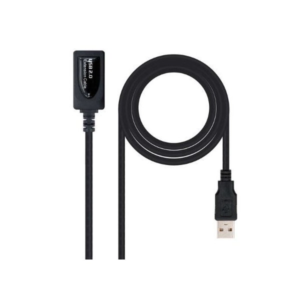 CABO EXTENSAO USB 2.0 AMPLIFICADO USB-A (M) a USB-A (F) NANOCABLE 15MT -  PRETO