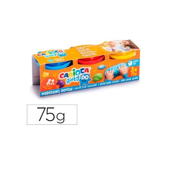 PLASTICINA / PASTA / MASSA MODELAR CARIOCA 3x75gr. 3x POTES C/ CORES SORTIDAS