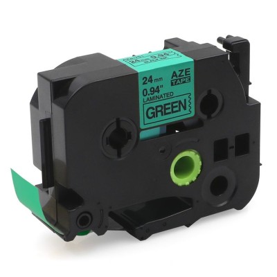 FITA P/ GRAVAÇAO COMPATIVEL C/  BROTHER P-TOUCH TZE751 24MM x 8MT  TEXTO PRETO / FITA  VERDE