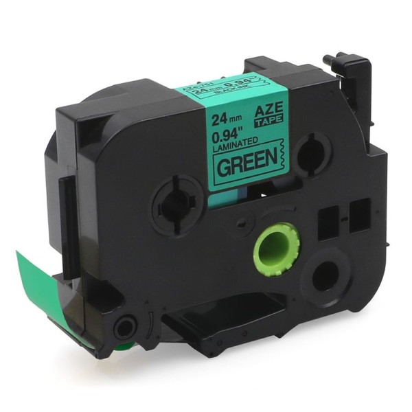 FITA P/ GRAVAÇAO COMPATIVEL C/  BROTHER P-TOUCH TZE751 24MM x 8MT  TEXTO PRETO / FITA  VERDE