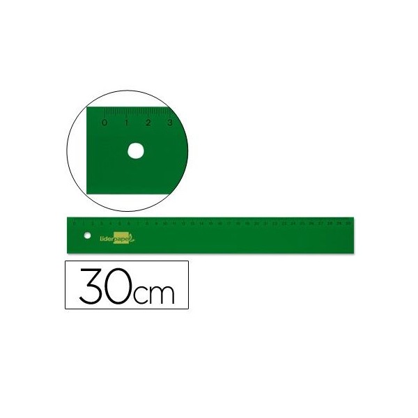 REGUA PLASTICO VERDE  30CM